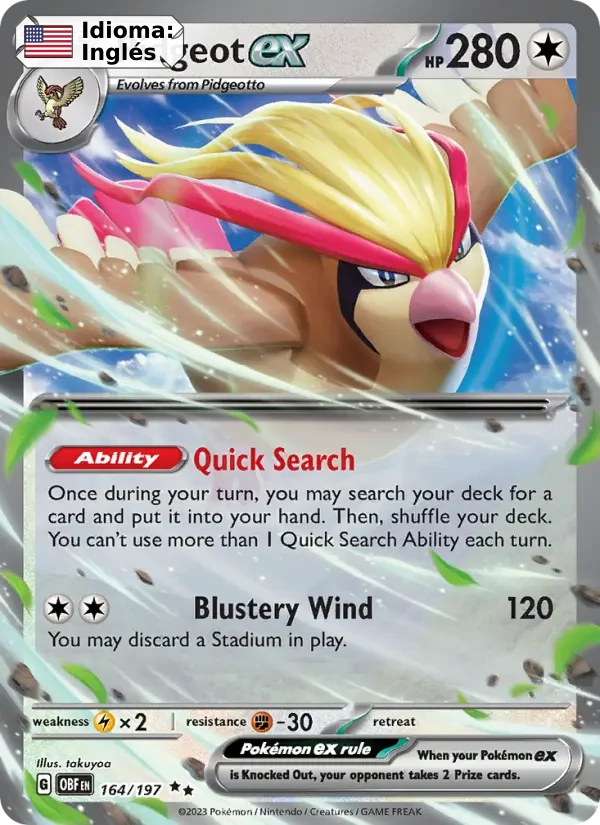 Pidgeot ex (164) — Obsidian Flames